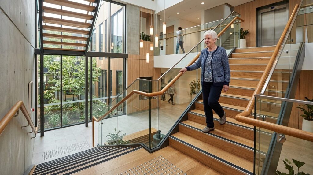 Modern residential or office entrance hallway with multiple